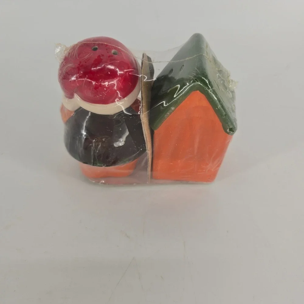 Vintage Gingerbread House & Boy Salt Pepper Shaker Set New in Package